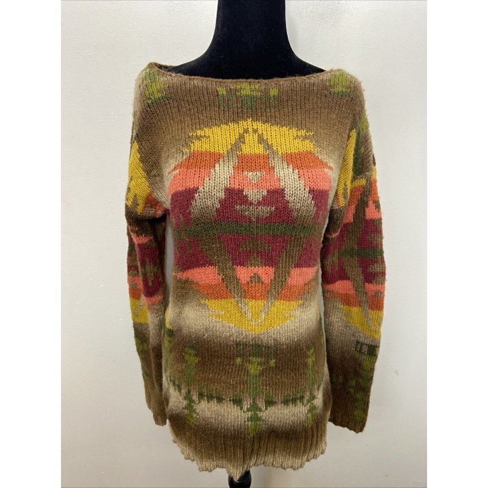 Bianca‎ Nygard Woman M Southwestern Knit Pullover Sweater Long Scoop Neck Aztec